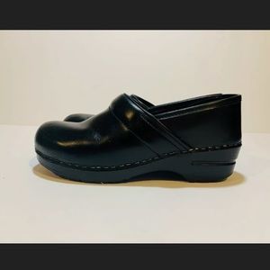 Dansko Black Leather Professional Clogs Women's